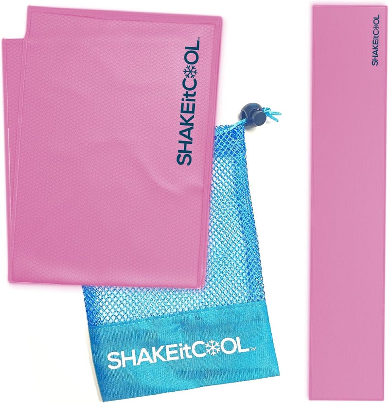 SHAKEitCOOL Original Cooling Towel – Be Cool in Style - Heat Relief, Soft, Lightweight, Sun Protection, Easy Clean - Perfect for Biking, Running, Yoga, Gym, Gardening - Pink - Image 1
